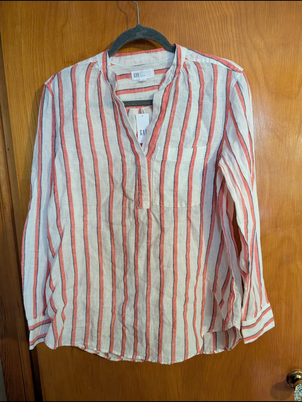 GAP Women's Cream Shirt with Red Stripes